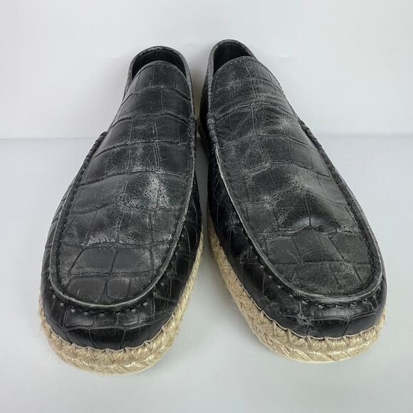 Tod’s Black Croc Embossed Leather Espadrilles Loafers Men’s Size 10 Made Italy - Picture 2 of 15